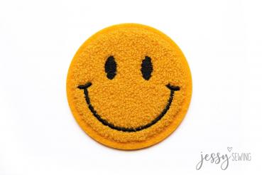 XXL Chenille Patch "Big Yellow Smile" Ø 7,6 cm by Jessy Sewing